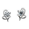Graceful Bow Heart-Shaped Water Language Stud Earrings for Women Seiko Silver Plated Ear Rings Silver Accessories