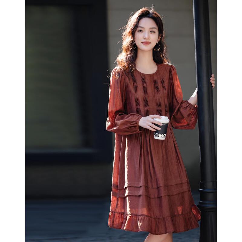 Elegant Lyocell Pleated A-Line Midi Dress