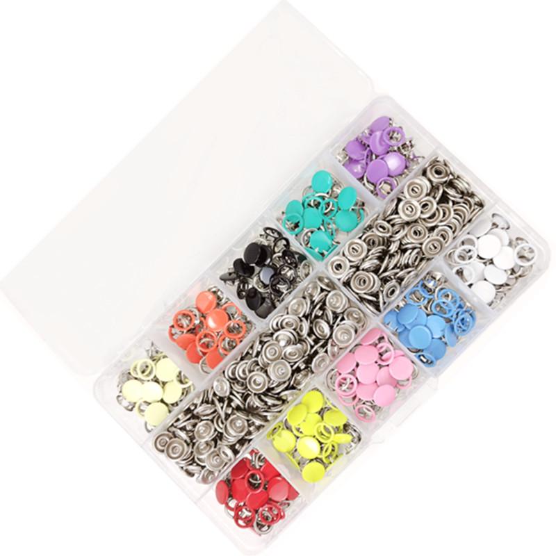 Five-Prong Metal Snap Set: No-Sew Solid Color Button Fasteners