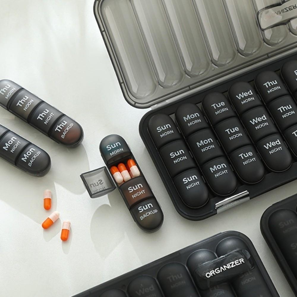 21/28 Grids 7-Day Pill Box Sealed Damp-proof Weekly Pill Organizer Separate Container Daily Compartments Travel Pill Case