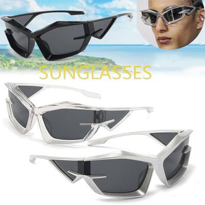 Солнцезащитные очки в стиле ретро Y2K, модные очки «кошачий глаз», нестандартные очки для мужчин, солнцезащитные очки для активного отдыха, стимпанк, неполяризованные солнцезащитные очки