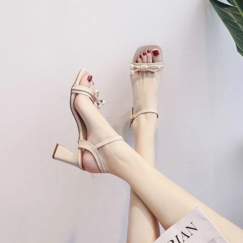 Heeled Buckles Ladies Shoes Pumps High Heels Women's Sandals Wholesale Bulk And Low Price On Offer Summer 2024 Comfortable