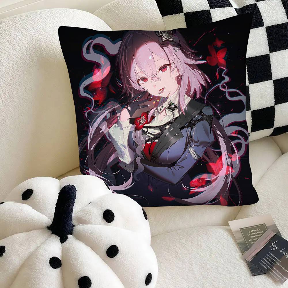 Evernight Милая девушка Чехол для подушки Honkai Star Rail Квадратная подушка Спальня Диван Досуг Комфортная подушка Автомобиль Украшение для дома