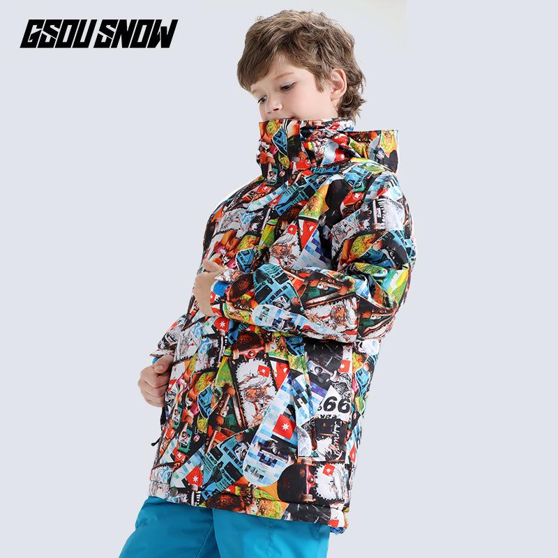 Детская ветрозащитная водонепроницаемая лыжная куртка Gsousnow - Теплый лыжный костюм для мальчиков и девочек для улицы