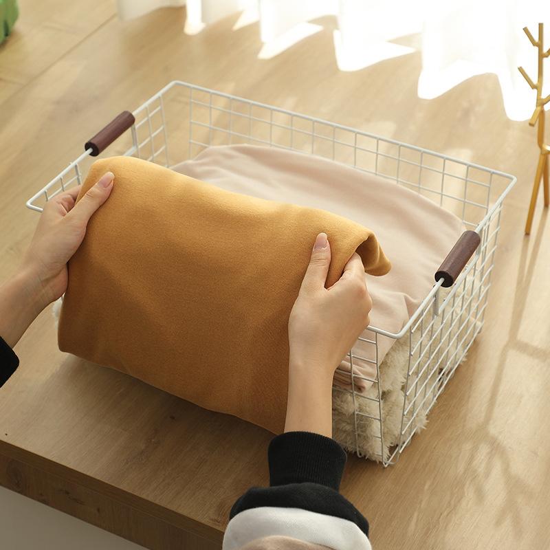 Japanese Wrought Iron Storage Basket Household Simple Bathroom Snacks Desktop Organizer Books Holder Kitchen Sundries Container