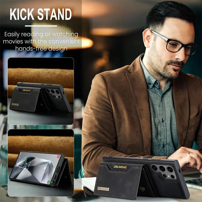 2 в 1 съемный чехол-кошелек с держателем для карт для телефона Samsung Galaxy S25 S24 S22 Ultra Plus S23 S21 FE A54 A34 A15 A55 кожаный чехол