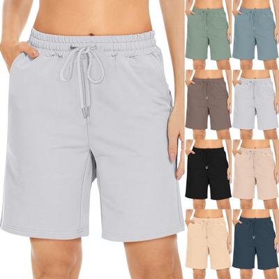 Женские шорты повседневные летние удобные эластичные шорты для бега с высокой талией и завязками на шнурке с карманами