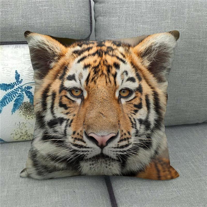 Feline Animals: Tigers, Wolves Digital Printing Short Plush Pillow Covers For Car Sofa Office Cushion Cover Home Goods