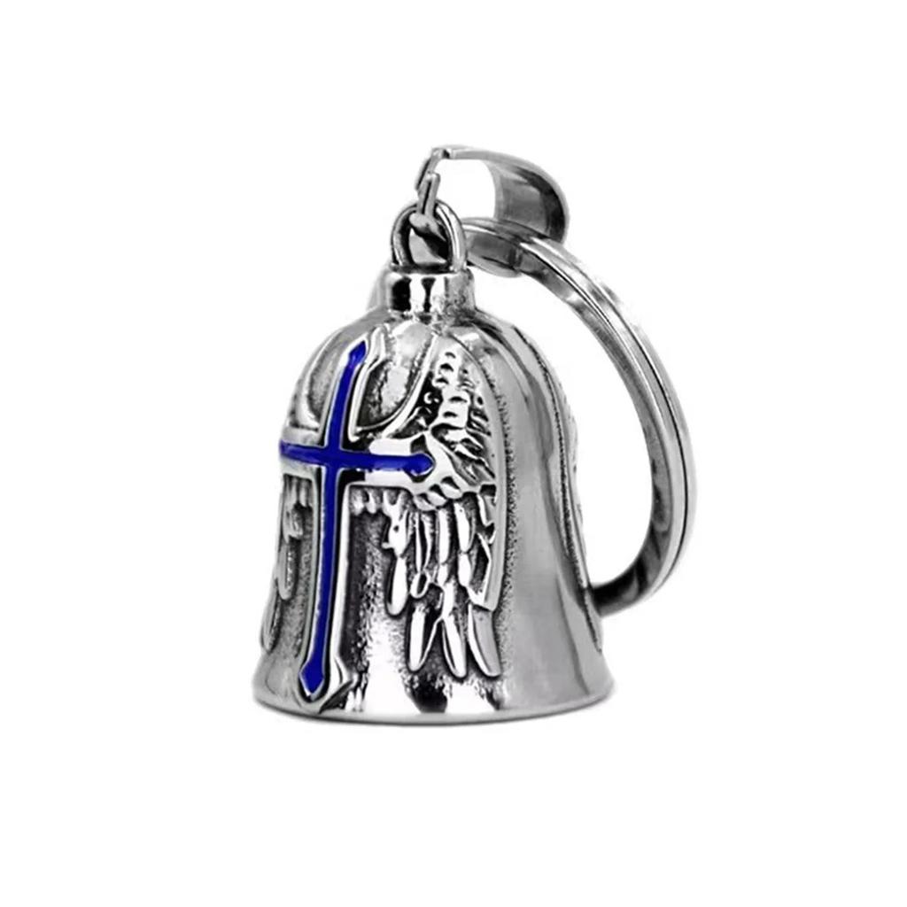 Motorcycle Style Fashion Personality Creative Punk Men's Angel Wings Cross Bell Pendant with Accessories Amagi