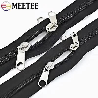1/2/5 м Meetee 3# 5# 8# 10# Черные нейлоновые молнии с двухсторонним пуллером для одежды, куртки, спиральные молнии, ремонт, швейные аксессуары
