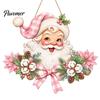 Decorative Pine Cone Pendant Wooden Christmas Door Hanger, Santa Claus Front Wall Plaque, Holiday Festive Entrance Ornament Sign for Entryway