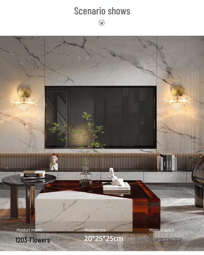 Кристальный Роскошный Настенный Светильник: Беспроводной прикроватный светильник для гостиной и коридора