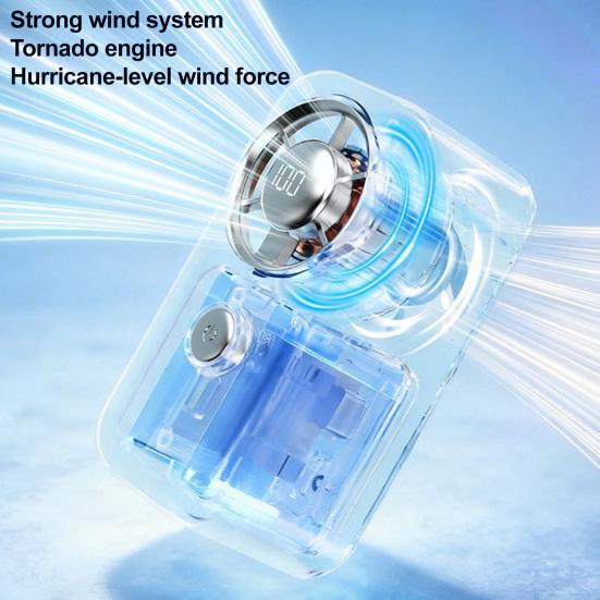Mini Handheld Fan Transparent Cyber Portable Small Fan with Digital Display 3