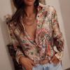 Temperament Casual Summer Long Sleeved Printed Collar Shirt Casual Vacation Women's Shirt