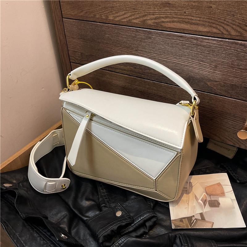 Геометрическая складная наплечная сумка женская новая контрастная сумка-мессенджер большого объема с текстурой