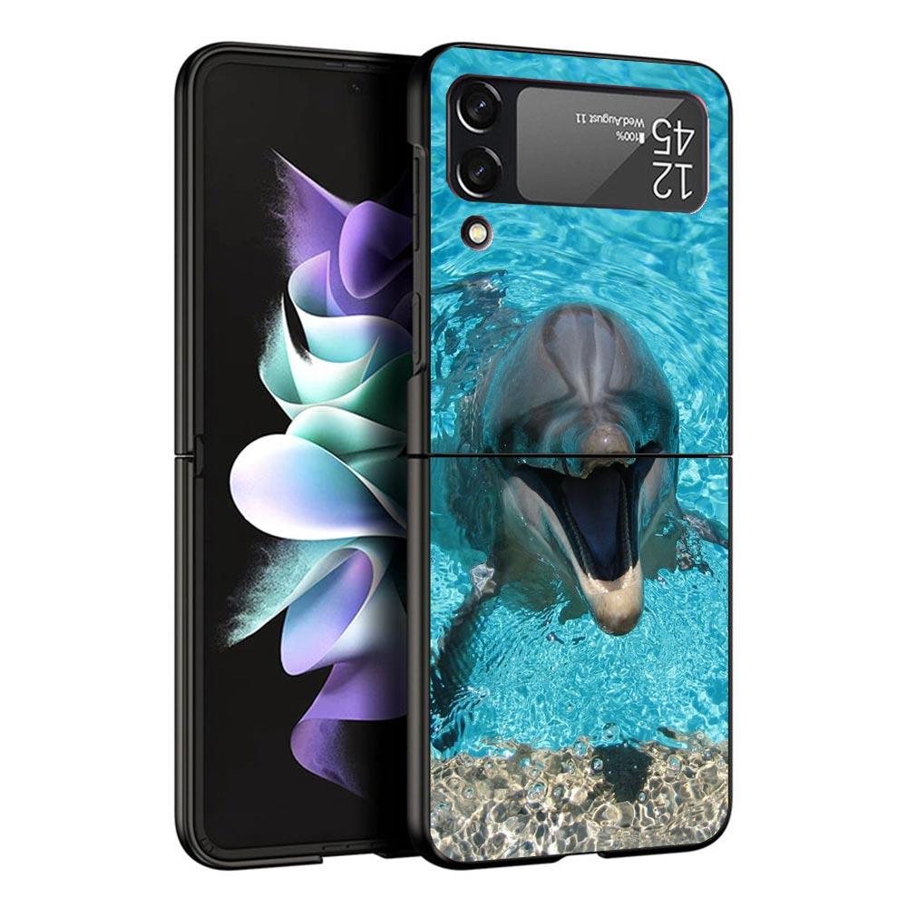 Ocean Animal Cute Dolphin Case For Samsung Galaxy Z Flip 7 6 5 4 3 z Flip7 Flip6 Flip5 Flip4 5G Phone Cover Flip3 Folding Coque