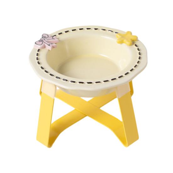 Nostalgie Ceramic Feeding Bowl for Dogs & Cats, Whisker Friendly Kitten Food Water Dish, Wide Shallow Pet Feeder Plate Dry Wet