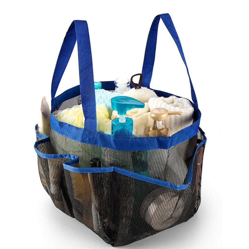 Подвесная сетчатая душевая кабина, переносная сумка-тоут для душа с 8 карманами, большая вместимость, быстросохнущий душ