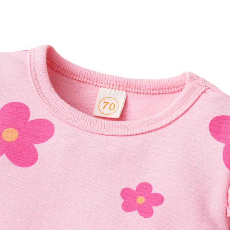 Комплект одежды для маленьких девочек, толстовка с принтом лепестков, топ и штаны, комплект из 2 предметов