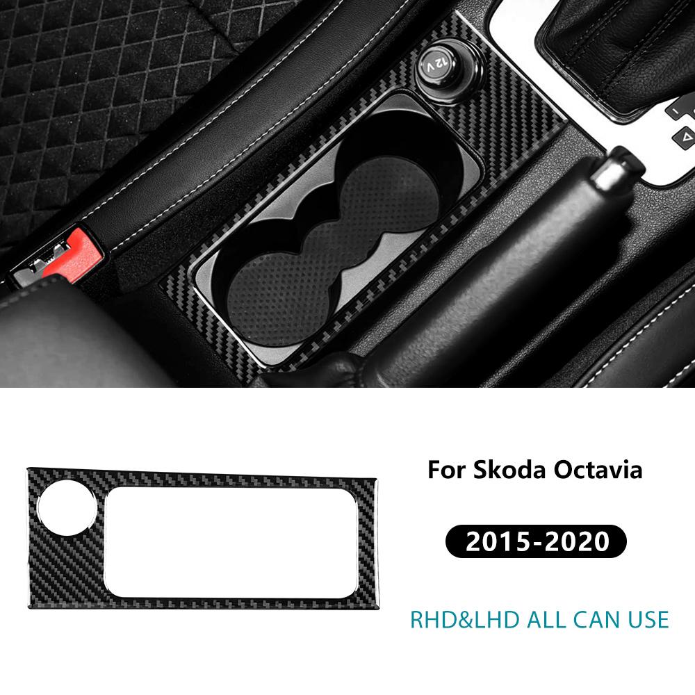 Carbon Fiber Gear Shift Cup Holder Frame Trim for Skoda Octavia 2015 2016 2017 2018 2019 2020 Interior Moulding
