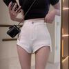 Women's 2024 Summer High-Waisted Black A-Line Suit Shorts - Sexy, Slimming, Irregular, Hip-Hugging Casual Style