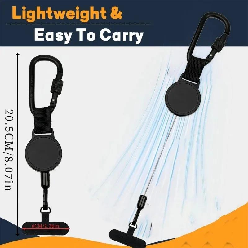 Retractable Anti Theft Smartphone Lanyard Safety Strap Practical Pull-Reel Mobile Phone Lanyard with Carabiner for Outdoor Sport