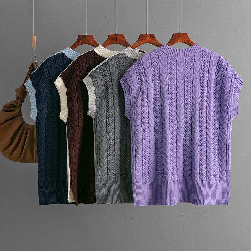 Женский осенне-зимний повседневный свитер без рукавов с V-образным вырезом и бриллиантами