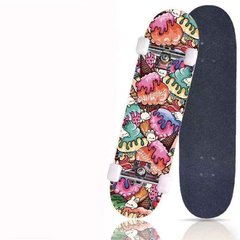 Pro Skateboard: Beginner-Ready Maple Longboard with Double Kick Deck for Adults & Kids