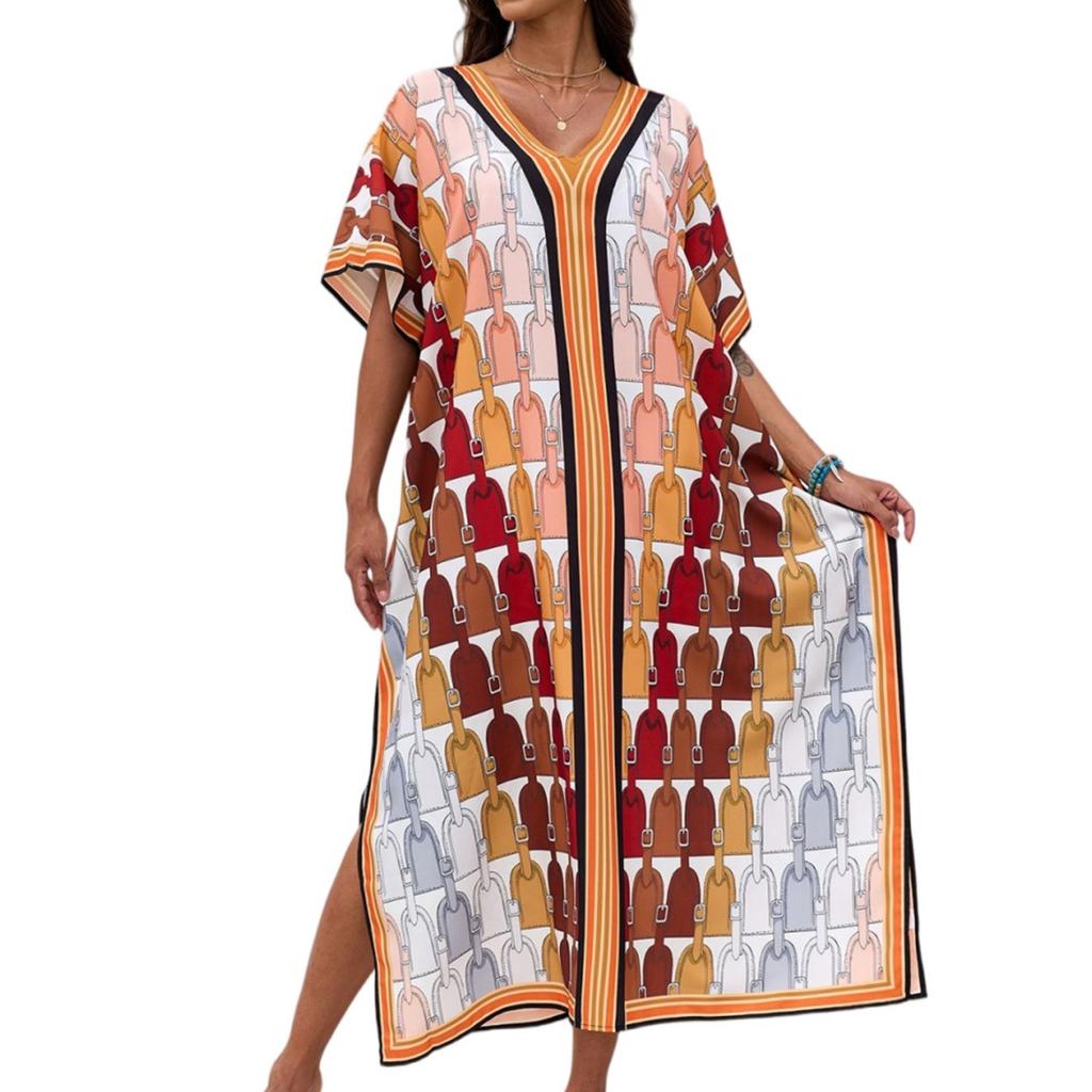 Women's Dress, Colorful Floral Prints, Vacation Loose Robe, Bikini, Sun-protective Smock