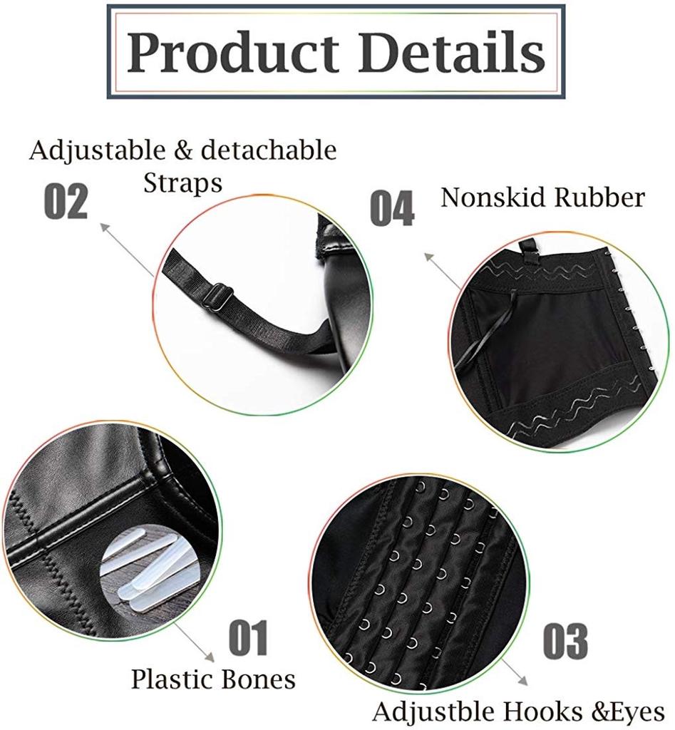 Women Leather Bra Gothic Bralette Corsage Sexy Lingerie Corset Tops Party Wear Tank Tops Underwear