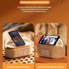 Портативный двойной будильник, Bluetooth-динамик, держатель для телефона, беспроводная зарядка, FM-радио и регулируемая подсветка для спальни, офиса, дома, в подарок