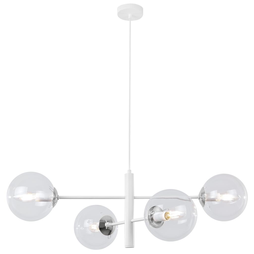Vicenza Hanging Lamp White-Chrome 4-Flat Clear Lamp E14