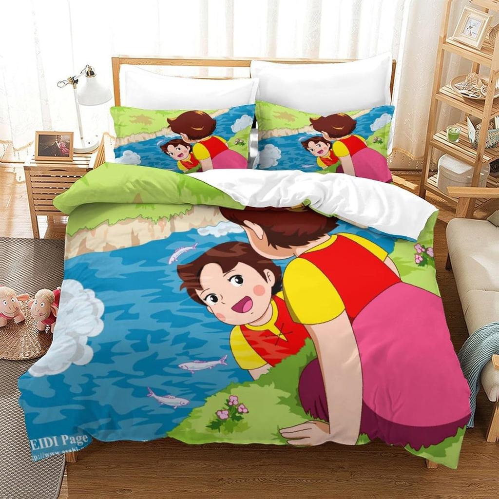 Комплект пододеяльника «Девочка Хайди и семья», Постельный комплект «Хайди — девочка из Альп», наволочка, Украшение спальни для детей и взрослых