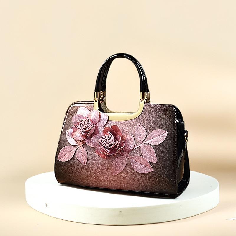 Градиентный цвет 3D аппликация глянцевая лакированная кожа сумка-тоут через плечо