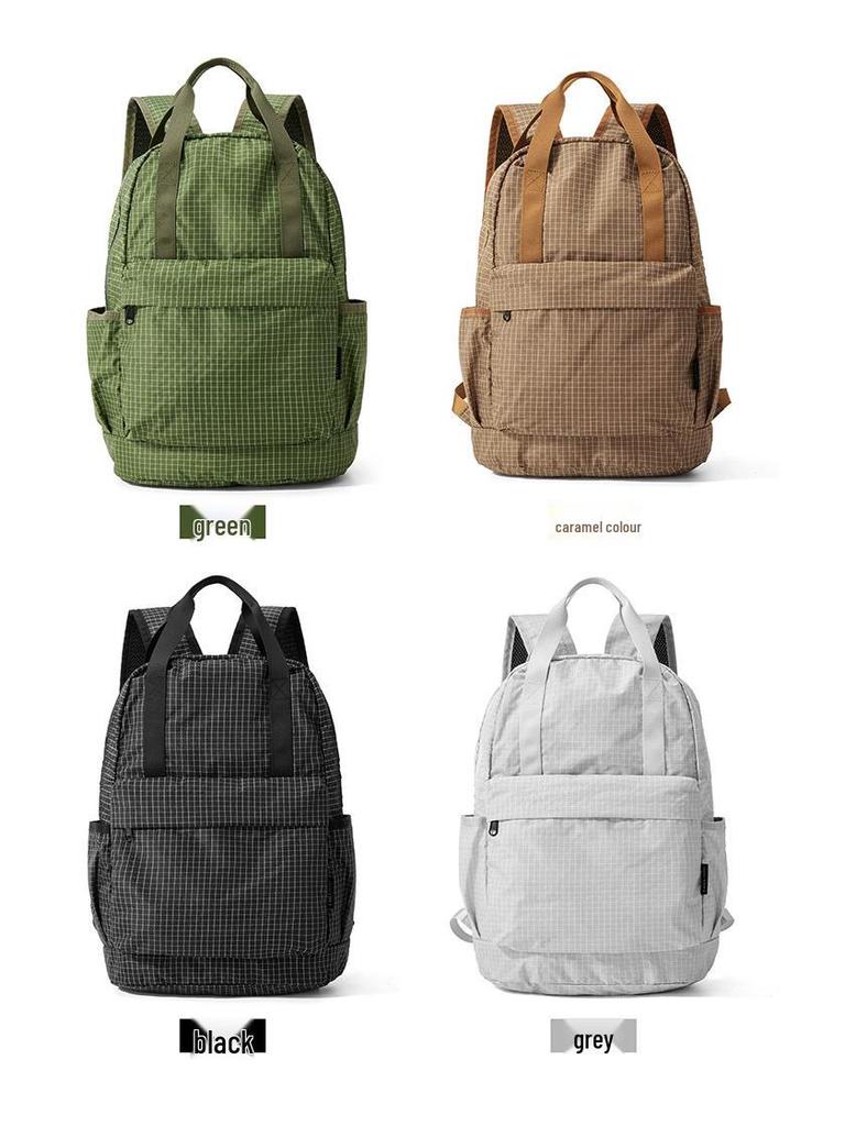 Трансграничный клетчатый складной рюкзак для пешего туризма большой вместимости - Однотонный повседневный стиль