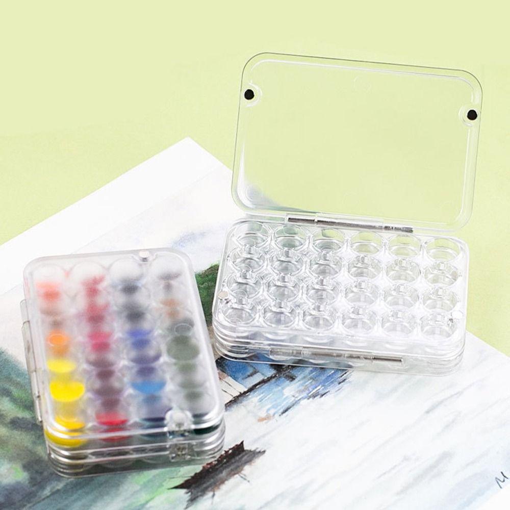 24 ячейки Палитра для акварельных красок Прозрачная коробка для красок Художественные принадлежности Мини-палитра для акварели для дома