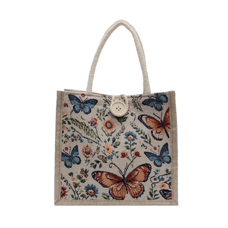 Lunch Box Bento Bag for Women New Style Trendy and Fashionable Tote Bag for Women Ins Handmade Storage Burlap Bag