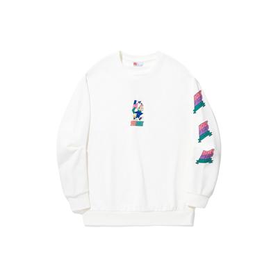 Li Ning X Pablo Ientile Cartoon Pattern Print Loose Sports Crewneck Sweatshirt Unisex Sweatshirt Off-White AWDU319-2