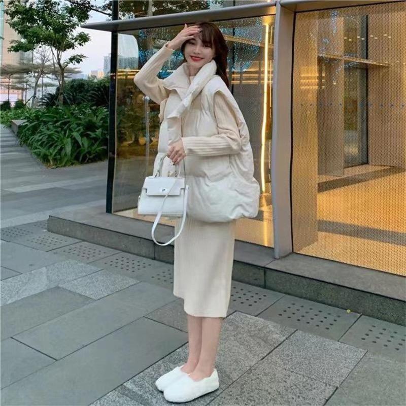 Осень-зима пуховая женская короткая жилетка ветровка толстое теплое пальто без рукавов куртка