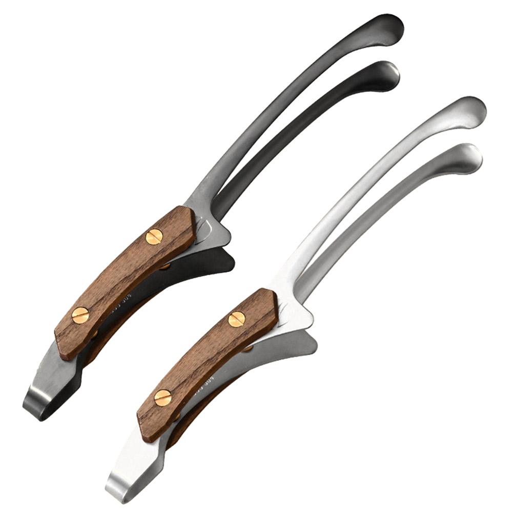 Щипцы для гриля и барбекю из нержавеющей стали 304, термостойкие щипцы для приготовления пищи с деревянной ручкой, зажим для стейков, принадлежности для пикника, походов, кемпинга