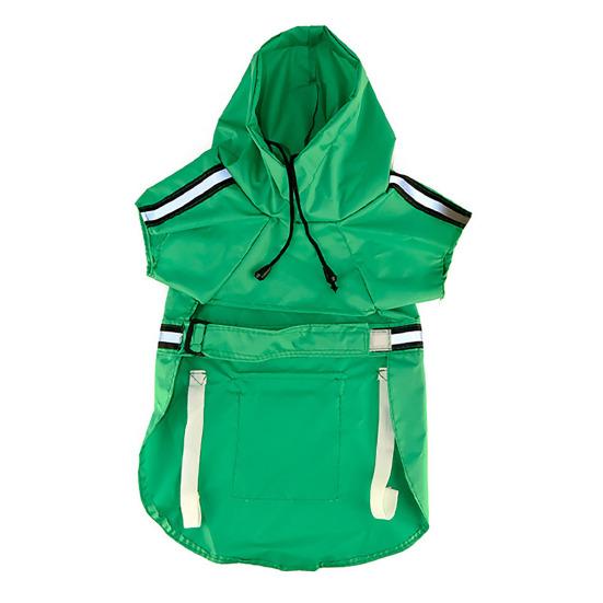 Дождевик для питомца со светоотражающей полосой Водонепроницаемая куртка-дождевик для собаки с отверстием для поводка Регулируемый дождевик для собаки с капюшоном для маленьких и средних собак