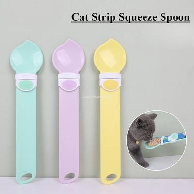 Кормушка для кошек Strip Feeder, пищевая ложка-дозатор для влажных лакомств для кошек, удобная ложка для кормления кошек, длинная ручка, ложка-слайдер для кошек Strip Squeeze Spoon
