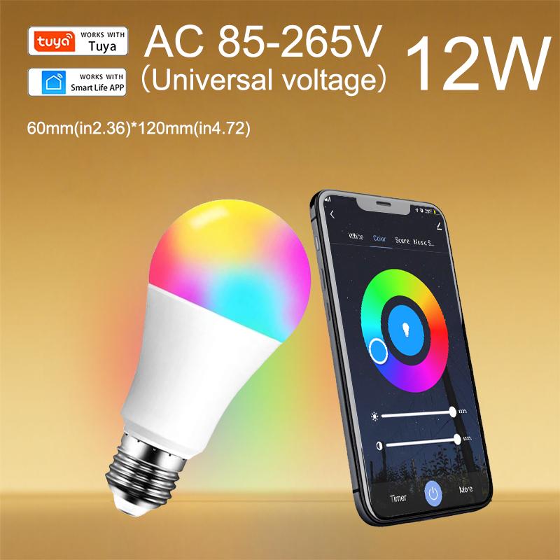 Tuya Wifi BLE Умная светодиодная лампа Alexa Светодиодная лампа E27 RGB 85-265V Умные лампы для Google Ассистента Smart Life