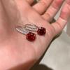 Модные серьги с рубинами и бриллиантовой инкрустацией для женщин, роскошные, ослепительные, винтажные, изысканные, с застежкой, банкетная бижутерия