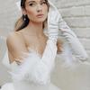 1Pair Feather Gloves Wedding Banquet Gloves Satin Gloves Long Gloves Retro Style Wedding Gloves Elastic Force
