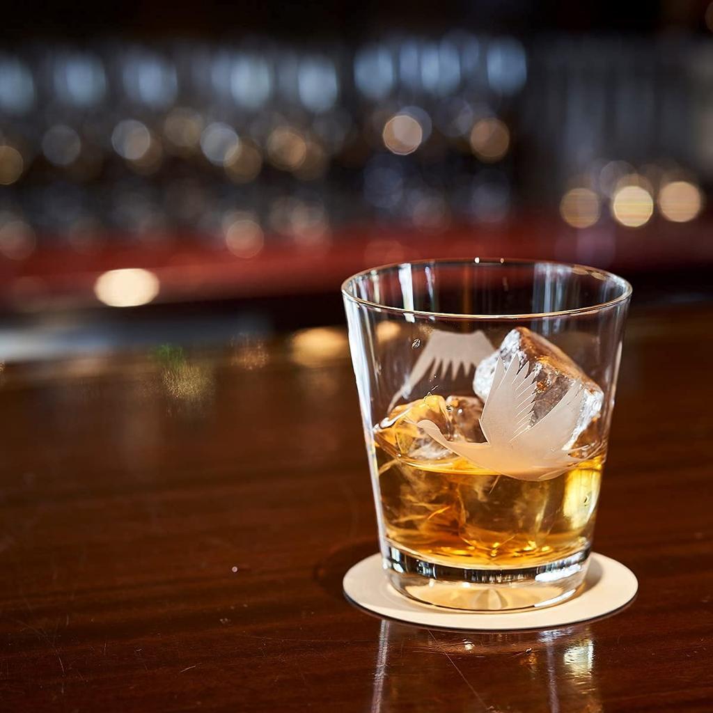 [Official Taiburo Studio] Edo Kiriko Mt. Fuji with Cranes and Cherry Blossoms, Old Glass Pair, TB0036-32/0036-33, Gift Boxed, Made In Japan