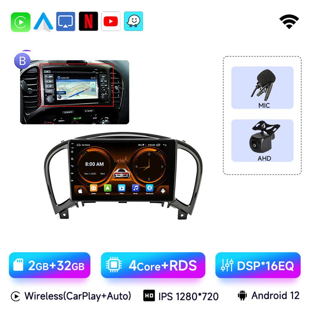 JIUYIN Android 13 Беспроводной CarPlay Android Auto Радио для Nissan Juke YF15 2010 2011 2012-2014 4G Автомобильная Мультимедиа GPS 2din