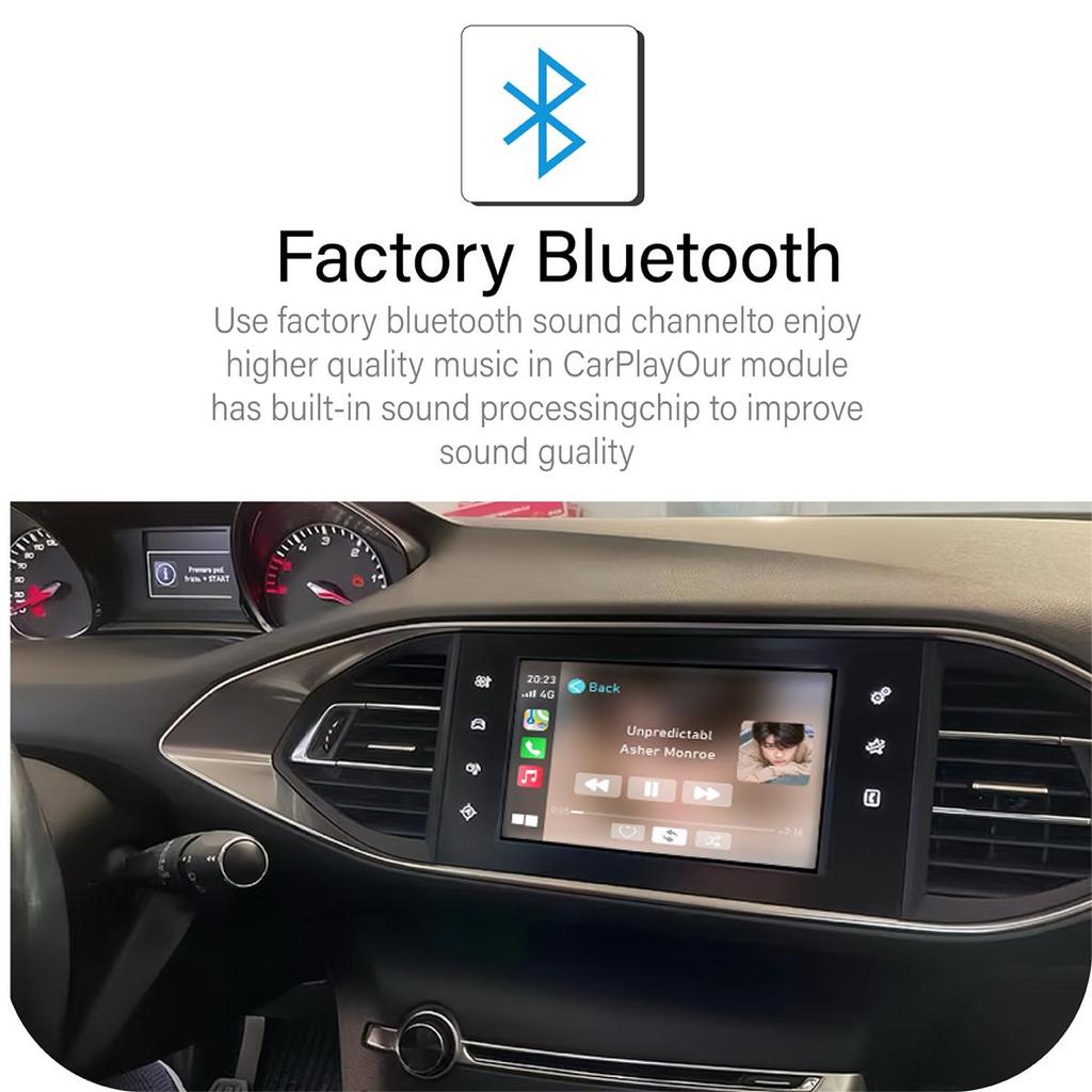 Sinairyu Беспроводной автомобильный комплект CarPlay Android, совместимый с Peugeot 208 308 408 508, модуль SMEG MRN Mirror Link