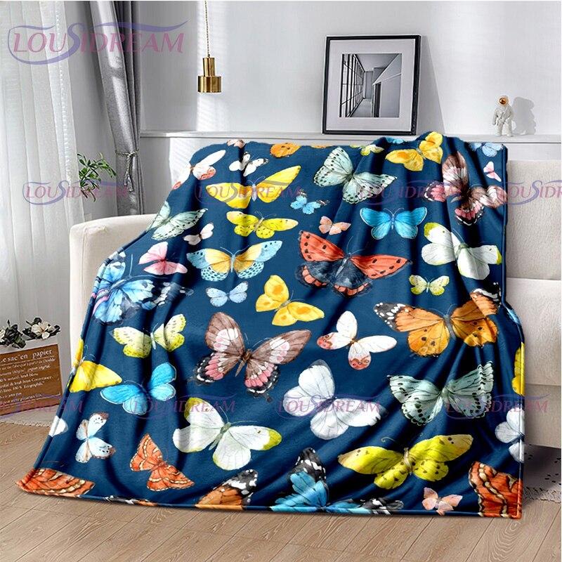 Butterfly Blanket Print Fleece Blanket Throw Light Weight Warm Blanket for Bed Kids Blankets Couch Chair Living Room All Season