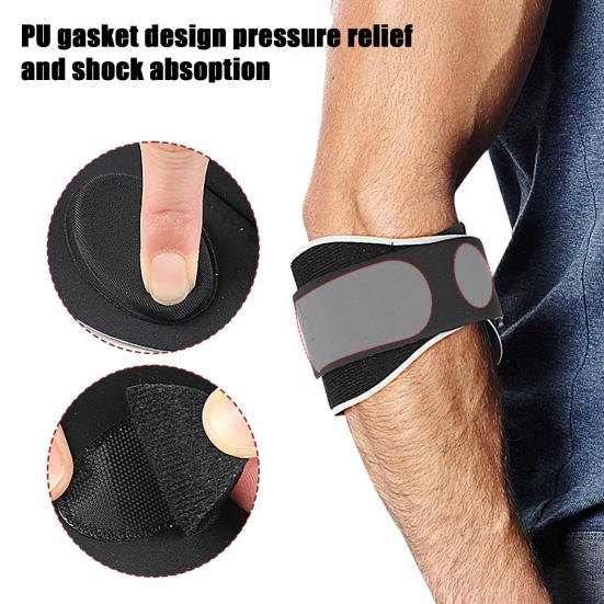 Налокотник для тенниса с компрессионной подушечкой, застежка-липучка, регулируемый ремешок, дышащий, влагоотводящий, спортивный, для фитнеса, защита локтя